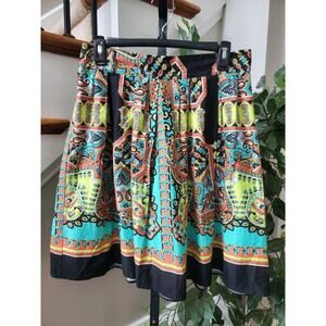 New Feeling Women's Multicolor Cotton A-Line Pleated Knee Length Skirt 34 S/M